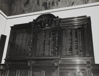 Trades House, interior
Banqueting Hall, detail of wooden panel listing Deacon Convenors 1604 - 1740