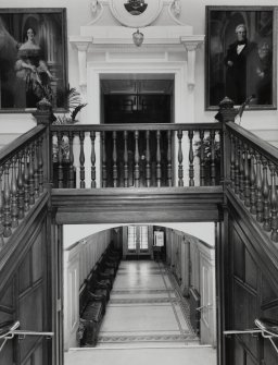 Interior, main staircase, view from half landing to north