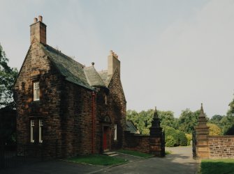View of lodge and gates from SE