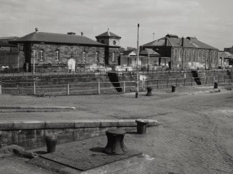 Glasgow, 18 Clydebrae Street, Govan Graving Docks.
General view from South-West of pump house and workshop by No. 1 graving dock.