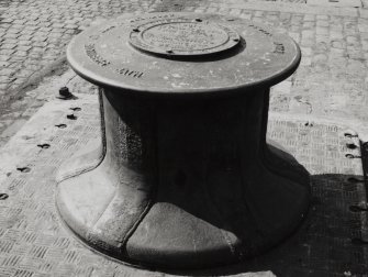 Glasgow, 18 Clydebrae Street, Govan Graving Docks.
General view of electric capstan at South-East end of North-East side of no.1 graving dock.
Insc: 'Stothert and Pitt, Bath, England.'