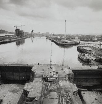 Glasgow, 18 Clydebrae Street, Govan Graving Docks.
General elevated view from North-West of no.1 and no.2 graving dock gates.