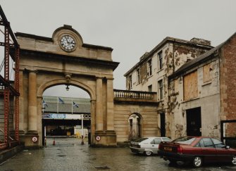 View of 'clock' entrance arch from SSW