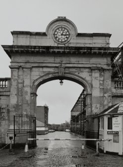 Detail of 'clock' entrance arch from N