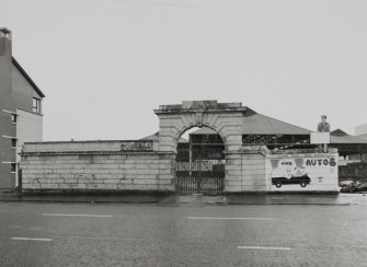 View of E entrance gate from E