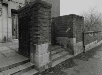 Main N entrance, gate piers, detail