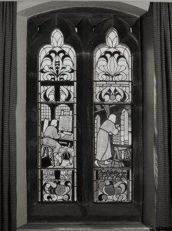 Hyndland Parish Church, interior.  Detail of stained glass window in vestry