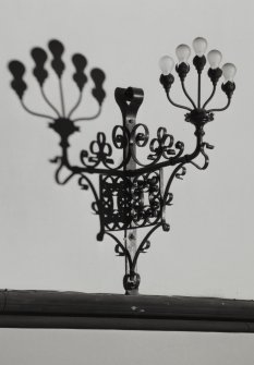 Hyndland Parish Church, interior.  Detail of wall light in side aisle