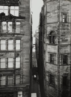 Elevated view of Mitchell Lane, Glasgow, from W, from Mitchell Street.
