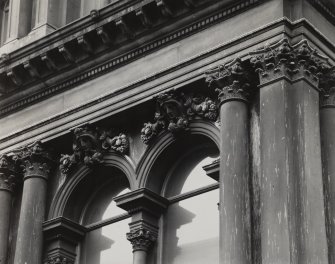 Detail of two-window bay at second floor level of S wing.