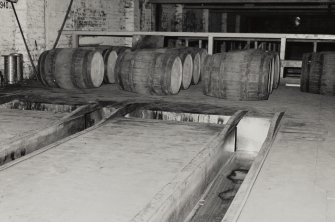 Glasgow, North Spiers Wharf, interior.
Detail of wooden floor at third floor level, block B of Sugar Refinary.