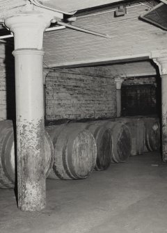 Glasgow, North Spiers Wharf, interior.
Detail of cast iron column and brick jack arches on ground floor, block B of Sugar Refinery.