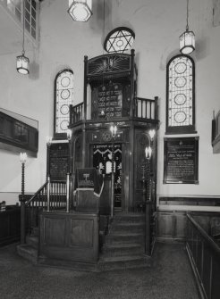 Interior. SE end.  View of Pulpit and Ark