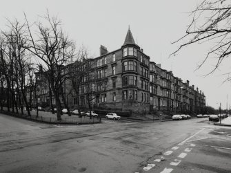 Glasgow, Queensborough Gardens, general.
General view from North-West of corner of tenement.