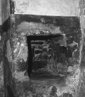 Detail of salt-box set into South side of kitchen fireplace.