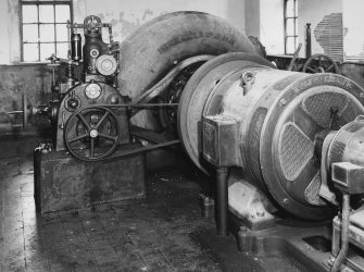 Interior.
View of turbine and generator plant (1923) from generator side.