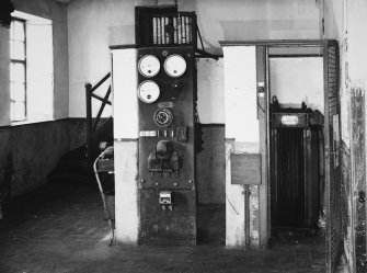 Interior.
View of turbine and generator plant (1923) main switchboard and transformer.