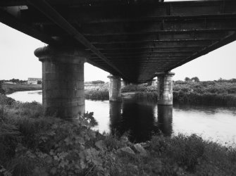 View (from S) of underside of bridge passing over River Don.