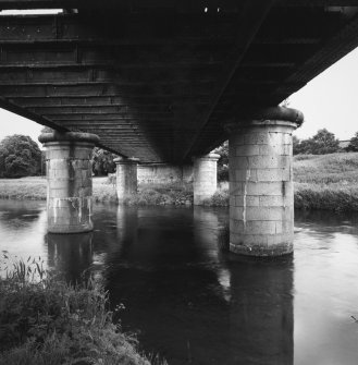 View (from N) of underside of railway bridge passing over River Don.