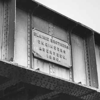 Detail of maker's name plate (Blackie Brothers, Engineers, Aberdeen, 1880).