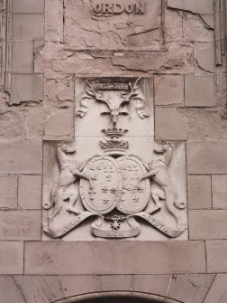 Detail of coat of arms above entrance.