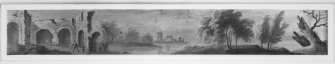 Interior.
Detail of panel above fireplace painted by Norie.