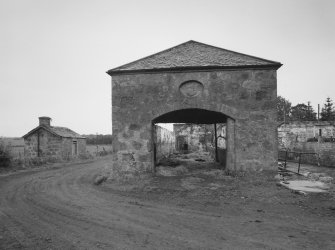 Detailed view of steading's W pavilion.