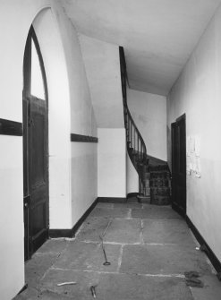 Interior.
View of S entrance hall and gallery stair from E.