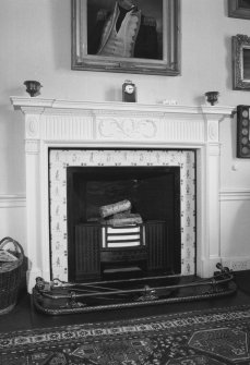 Leith Hall, interior.  First floor. Library: detail of fireplace