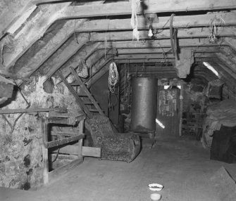 Interior.
View from SW in upper floor of N portion of mill range, probably a granary.