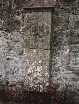Detail of 18th-century grave-slab set against S wall of church