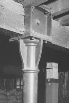 Detail of head of column and timber main beam on ground floor of granary.