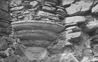 Terpersie Castle. Detail of carved initial under stair turret.