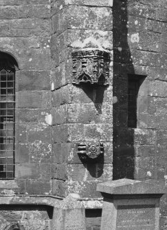 View of canopy and corbel on buttress of Arbuthnott Aisle.