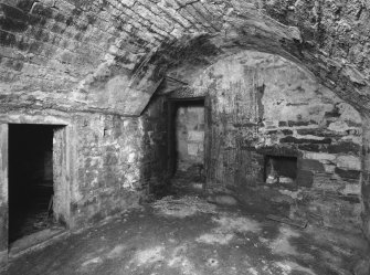 Interior, tower house, West vault.
View from N-N-W of West vault on ground floor.