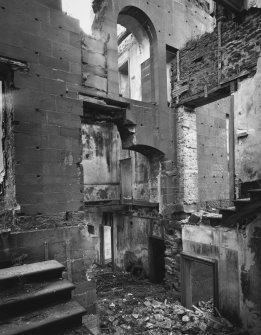 Interior, stairwell.
View from N-N-E looking towards South wing.