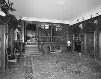 Interior. Ground floor view of entrance hall from South looking towards the principal staircase