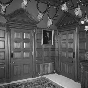 Interior. Ground floor detail of dining room pedimented doors