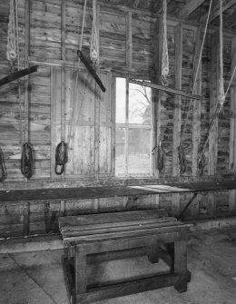 Game larder, west wall (with deer trestle in foreground)