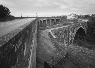 View from NNW showing the new bridge (left), with the old bridge (foreground right)
