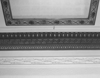 Interior. First floor. Drawing room. Detail of cornice and overmantle mirror