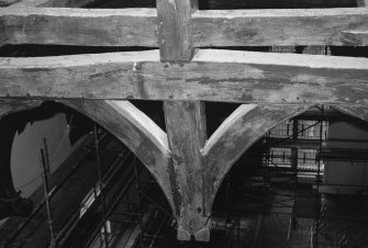 Interior.
Detail of central pendant post on truss 2.