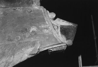 Interior.
Detail of carved hammerbeam on truss 6.