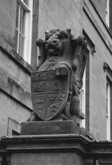 Detail of statue (of an heraldic beast) on main entrance terraces.