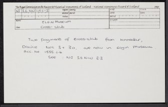 Elgin Museum, NJ26SW 101.3, Ordnance Survey index card, Recto