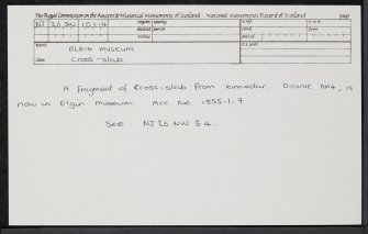 Elgin Museum, NJ26SW 101.4, Ordnance Survey index card, Recto