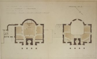 Photographic copy of drawing showing ground and first floor plans of existing building (Drawing no 1).