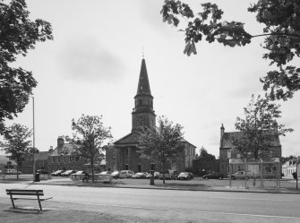 General view from N  showing town square with town house and manse