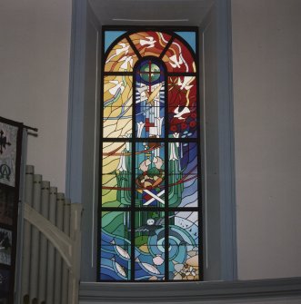 Interior. Stained glass window. Detail