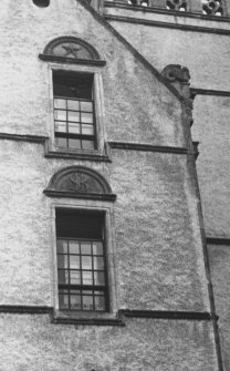 Innes House. Detail of windows at upper storeys.